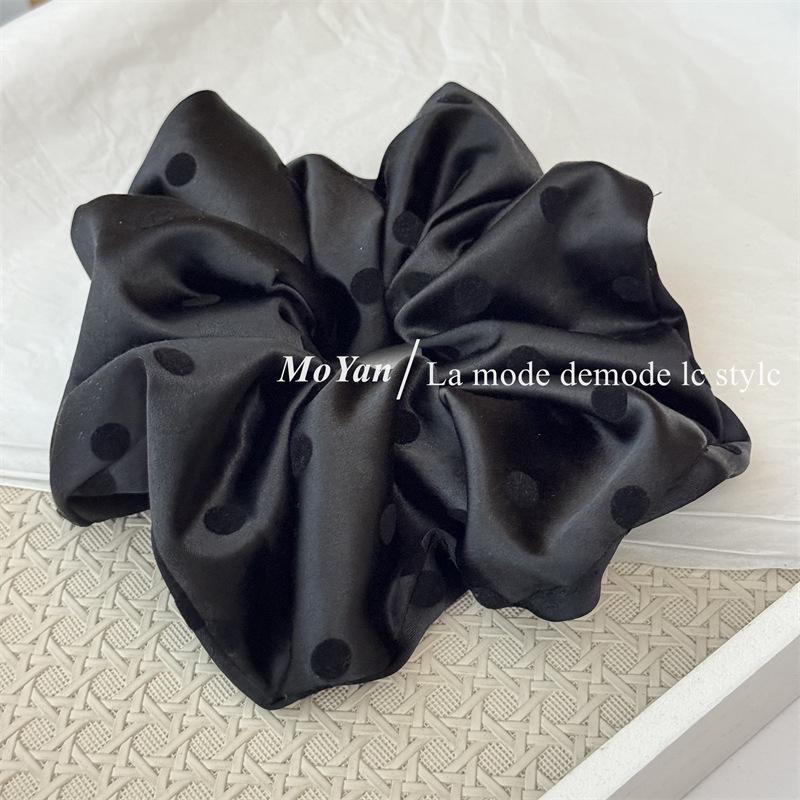 Korean Flocked Polka Dot Scrunchie - 2025 Trendy Hair Accessory for Women чёрный