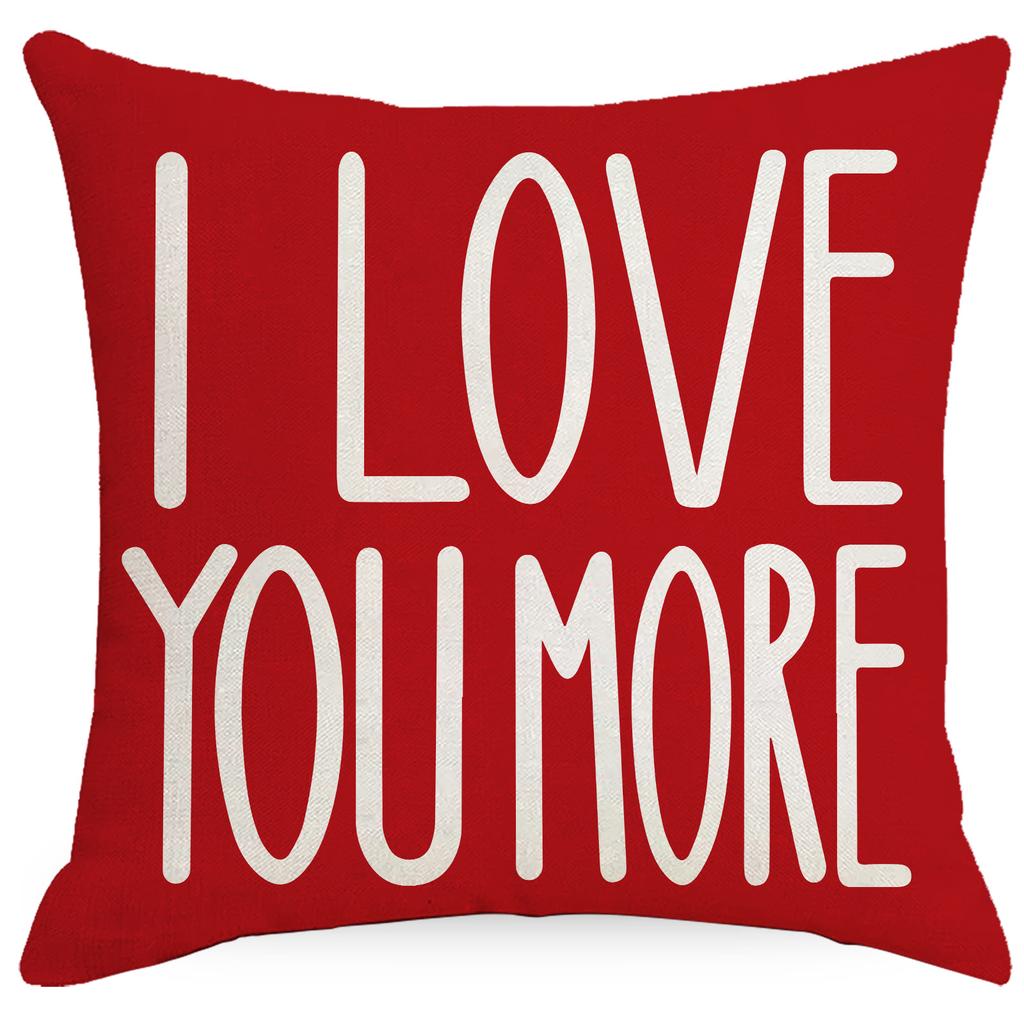 Valentine's Day Linen Pillow Cover Red Love Home Cushion Cover Cushion Home Decor
