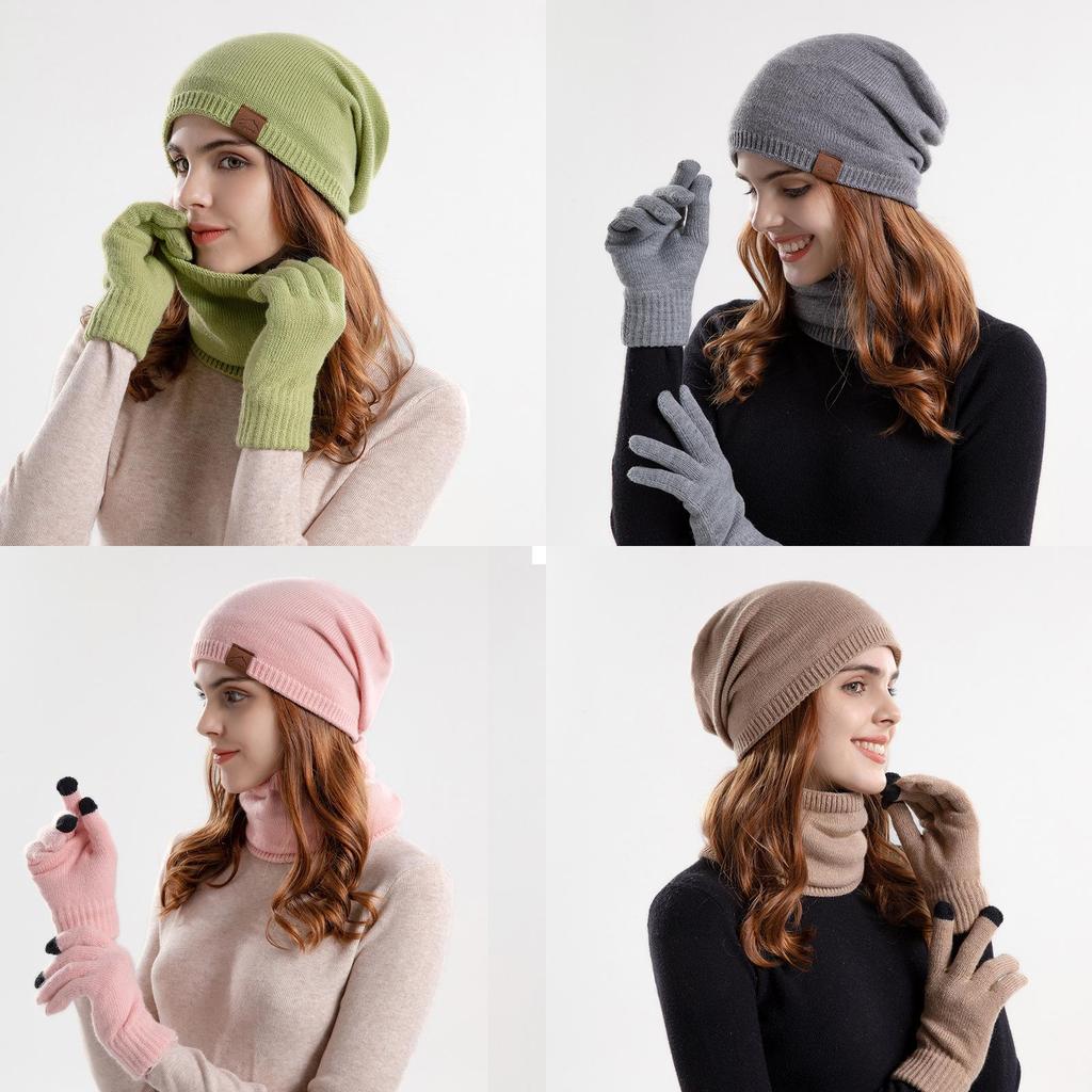 Knitted Winter Hat Scarf Gloves Set With Breathable Warmth For Teen Adults