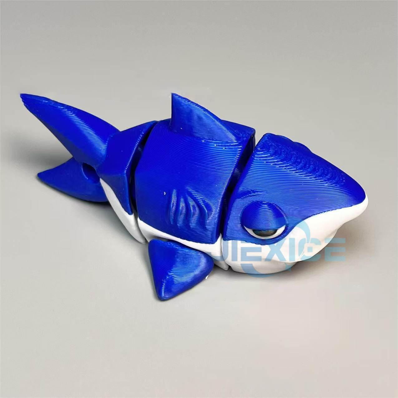 

3D Printed Chubby Shark Toy Statue Desktop Decoration Ornament Children s Decompression Toy Joint Movable Cute Shark Keychain