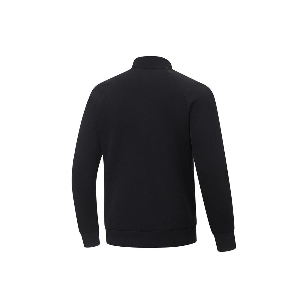 Li Ning Fitness Series Sweatshirts Men's Black Stand Collar Moderate Cardigan AWDT437-1
