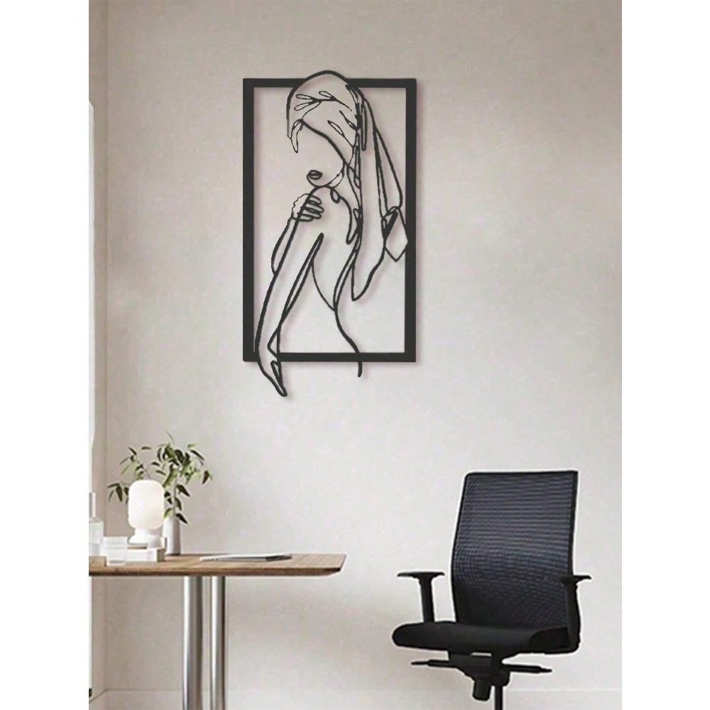 Modern Black Metal Kneeling Woman Wall Art Sculpture Home Decor Gift