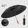 New Three-Fold Business Automatic Folding Umbrella Retro Wooden Handle Reinforced Wind-Resistant Enlarged Umbrella Face Men'S Ra