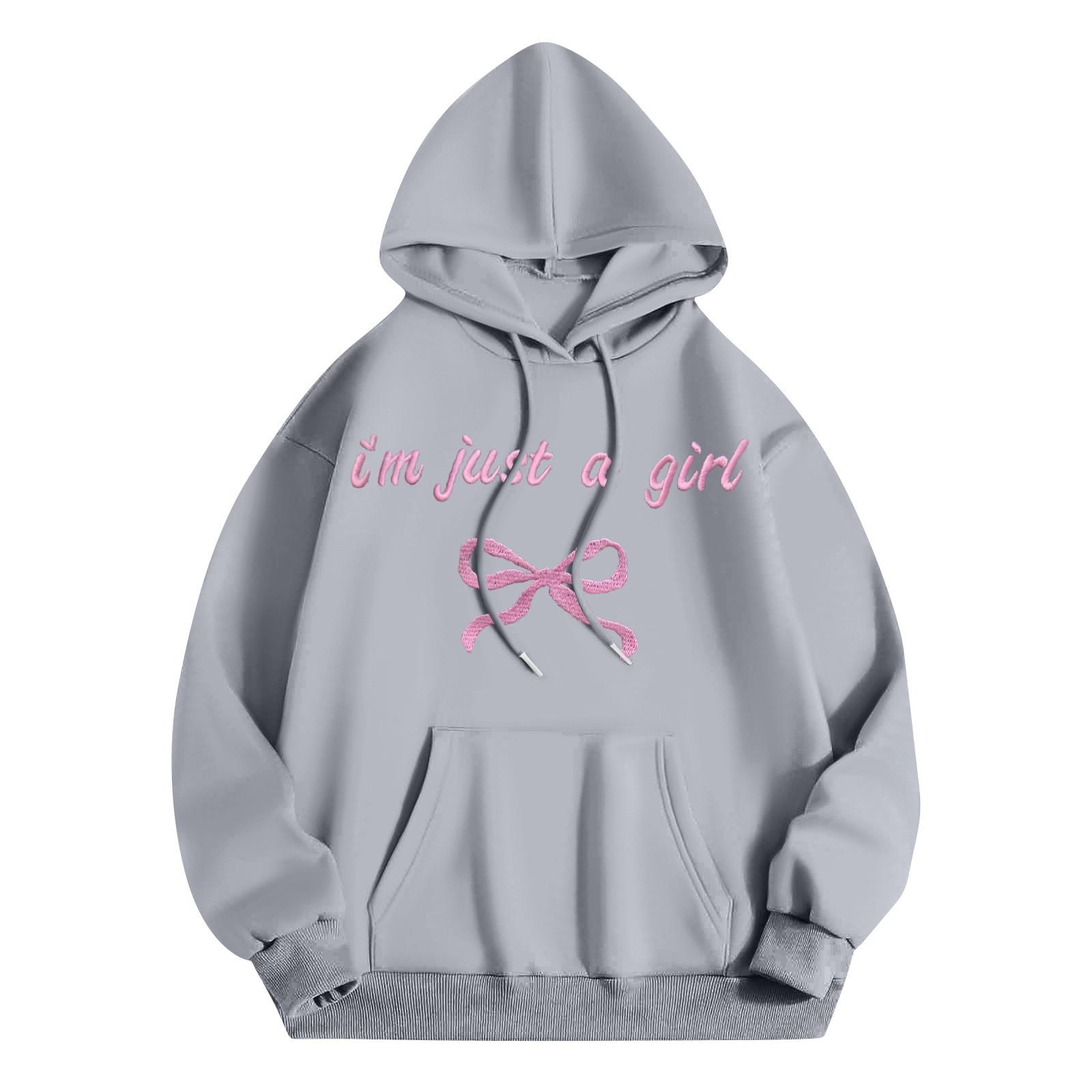 

Женская модная толстовка с длинным рукавом, принтом в виде букв и бантов, с капюшоном, пуловер на завязках, с большим карманом, толстовка сверху L