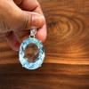 Naturalny Niebieski Topaz Owalny Wisiorek ze Srebra Próby 925, 114 Karatów