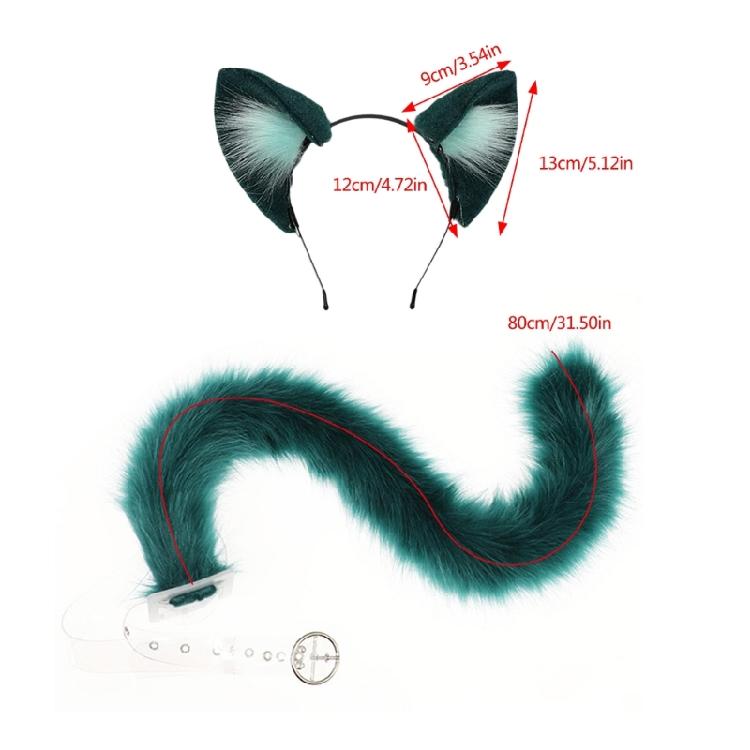Animal Cosplay Costumes Cats Ears Foxes Tail Plush Fuzzy Animal Ears Hairhoop Foxes Tail Halloween Dress Up Party Props