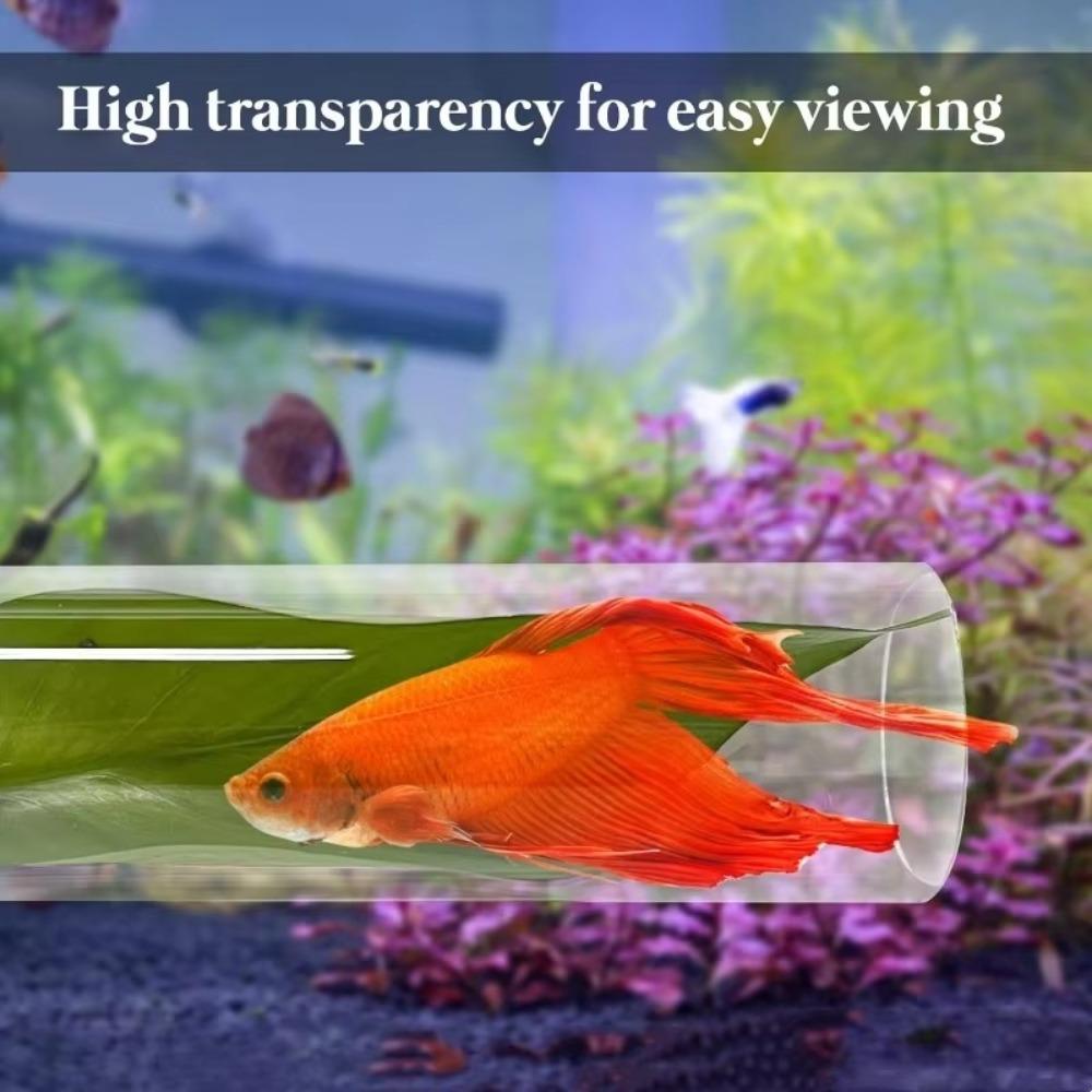 Hide Betta Fish Acrylic Tube With Leaves Pad Betta Fish Tank Decorations