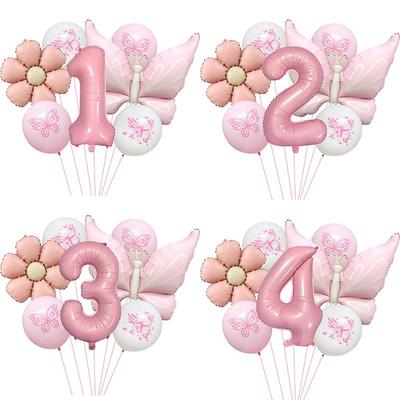 Set de Globos de Aluminio Mariposa Rosa de 32" para Decoraciones de Cumpleaños y Baby Shower