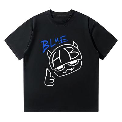 Hannah Bahng Blaues HB T-Shirt Herren Damen Baumwollqualität Kurzarm-Tees Männermode Cartoon Grafik T-Shirts Bequeme Kleidung
