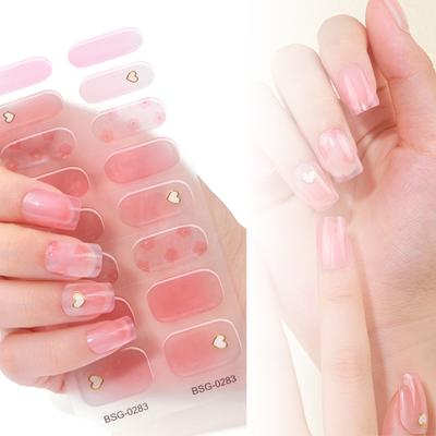 Halbgehärtete Gel-Nagelaufkleber, UV-/LED-Lampe erforderlich, 16 Gel-Nagellack-Wraps, modisches Design, Gel-Nagelkunstaufkleber für Frauen