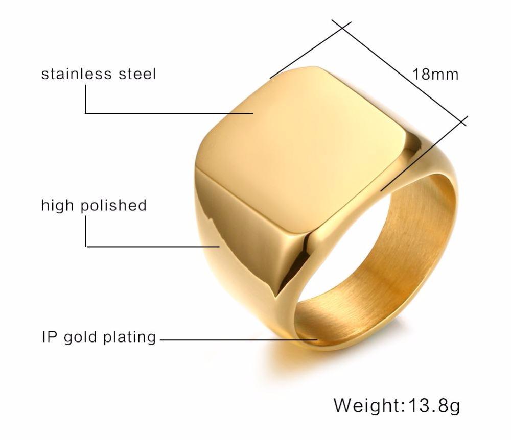 5 Color Signet Ring Stainless Steel Metal Men Jewelry Not Fade