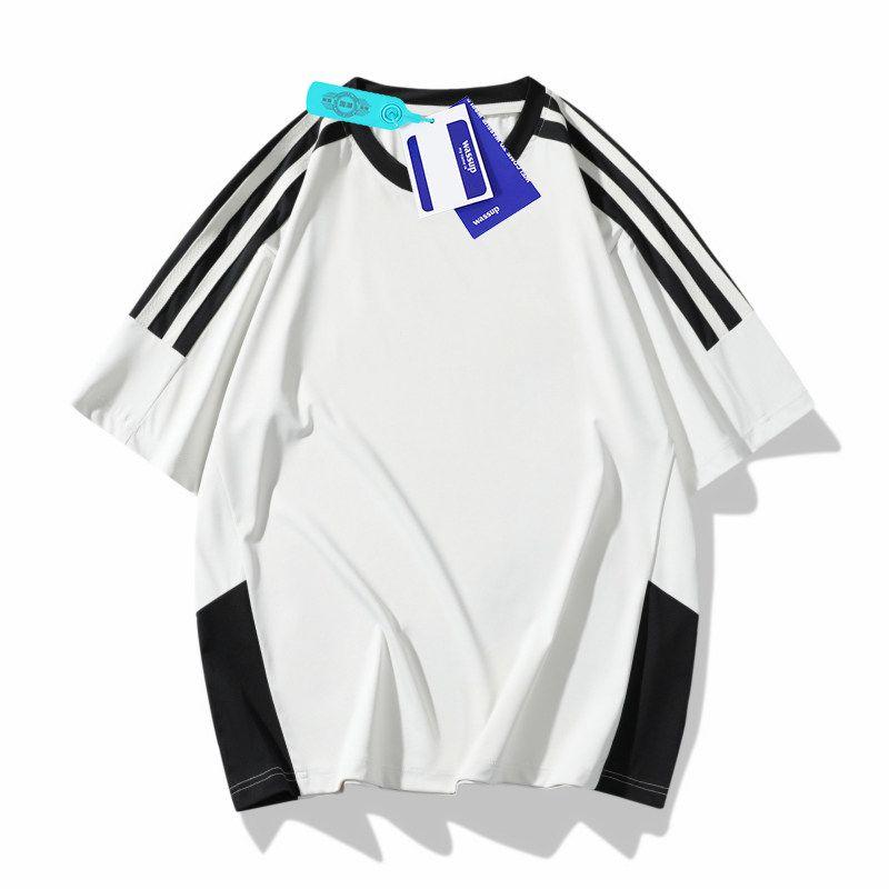 Wassup Trendy American Retro Three-Stripe Short-Sleeve T-Shirt for Men, New Thin Summer Style, Sports Casual Top