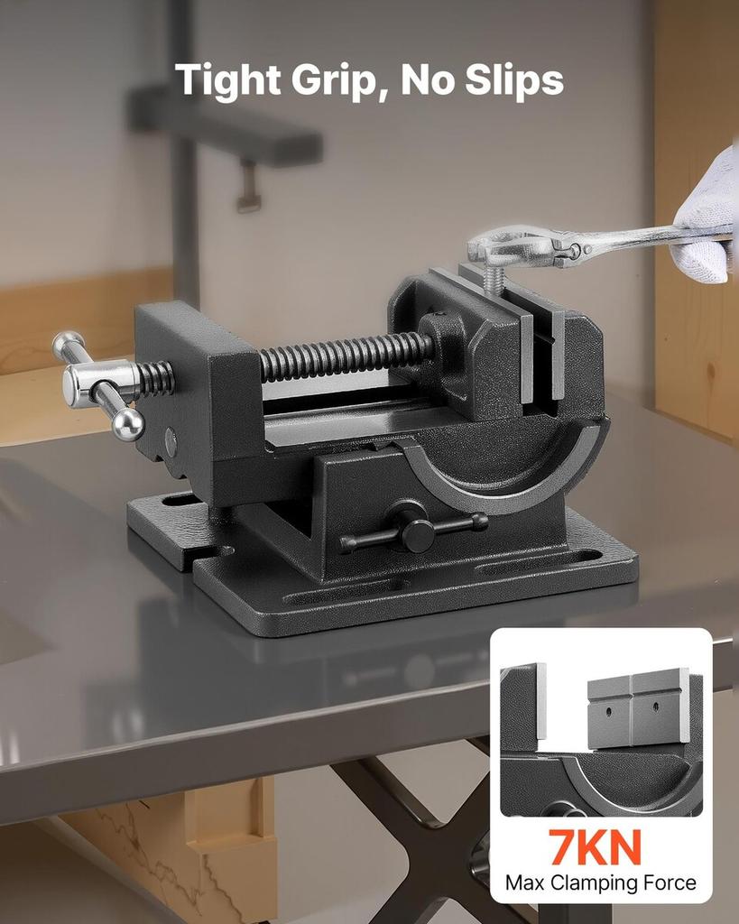 Tilting Vise, 4.25 Inch Jaw Width, Portable Drill Press Bench Vise, 090° Adjustable Tilt, Durable Cast Iron Construction, Workbench Vice for