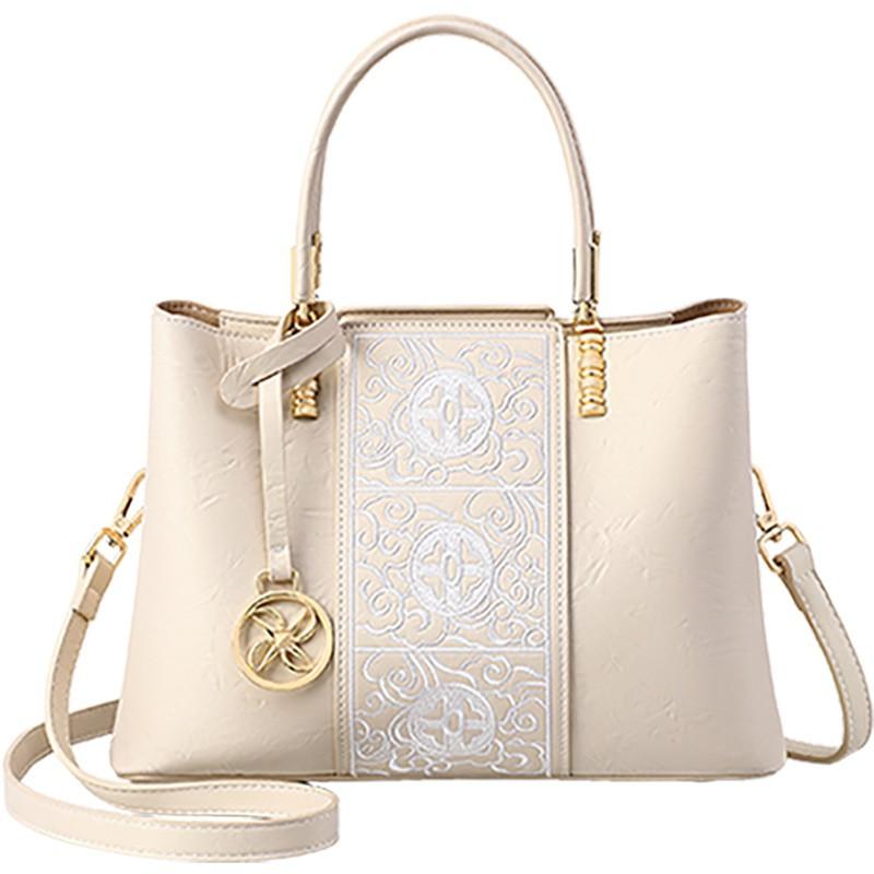 Elegant Chinese-Inspired Embroidered Womens Tote Bag Crossbody Shoulder Large Capacity Daily Use