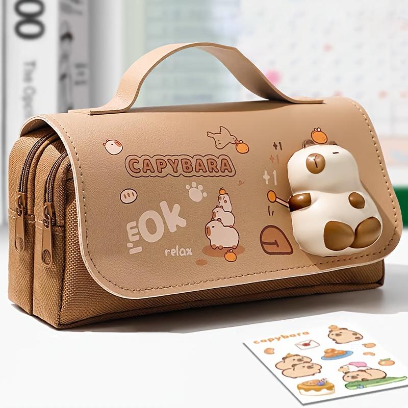 

Trendy squeeze pencil case, large capacity desktop organizer, capybara panda cat styles for students kapibala