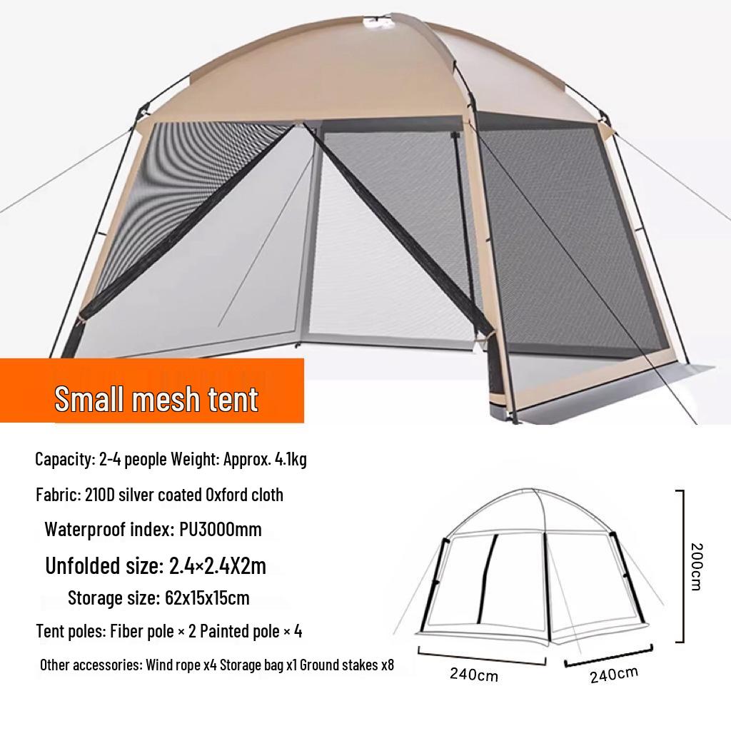 Four Seasons Rainproof Camping Tent: Mesh Anti-Mosquito Sunshade for Outdoor and Beach Use