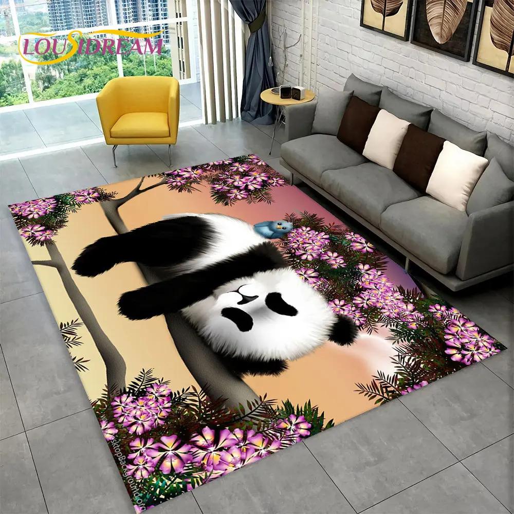 Dywan z motywem zwierząt z kreskówek Panda, dywanik do salonu, sypialni dziecięcej, sofy, wycieraczki, kuchni, antypoślizgowa mata podłogowa