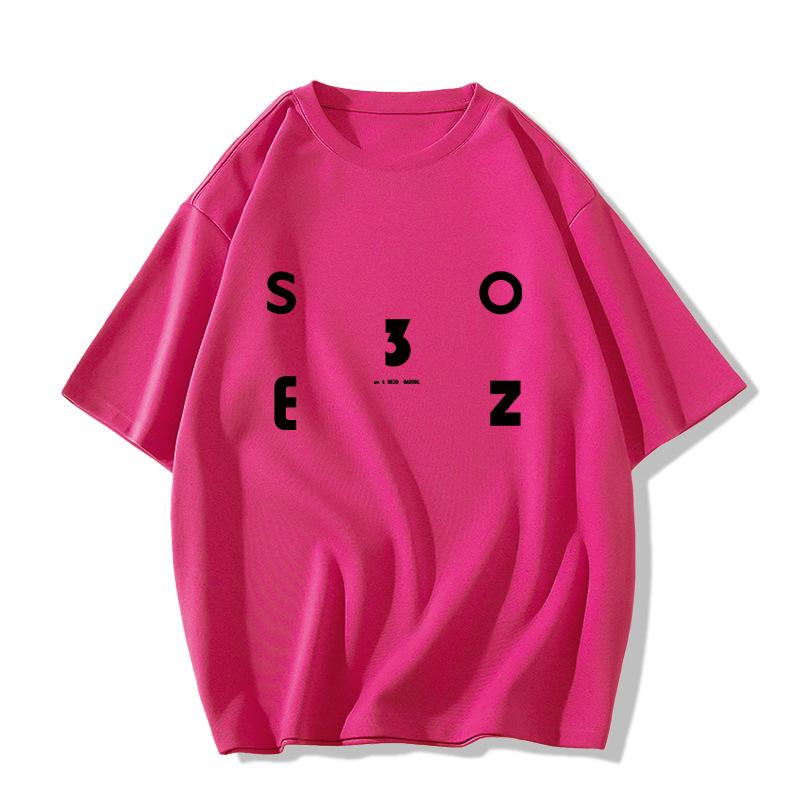 Ladies Summer Short Sleeve Round Collar Casual Letter Printed Teenager Pullover Oversize Cotton T Shirt Top
