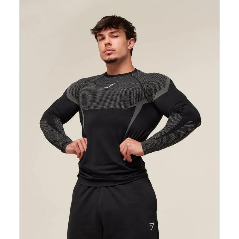 Men's 3D Stripe Printed Long-sleeved T-shirt, Comfortable, Breathable and Versatile Men's Top