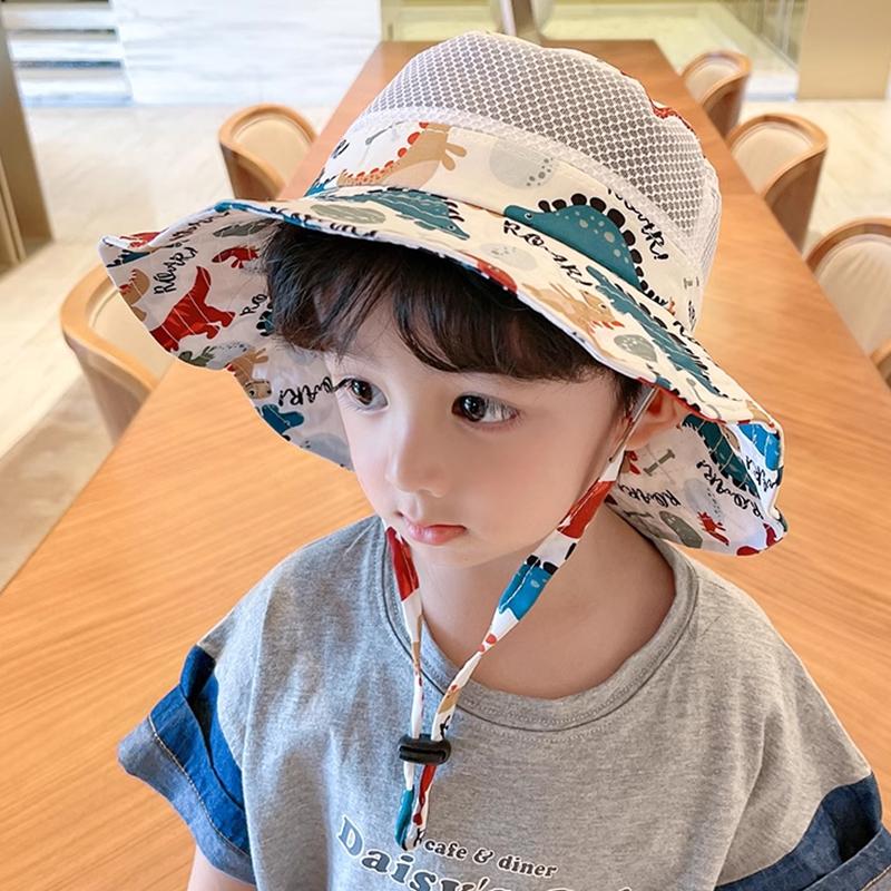 Children'S Large Brim Sun Protection Summer Thin Mesh Breathable Fisherman Hat Kindergarten Hat Girl Baby Sun Hat
