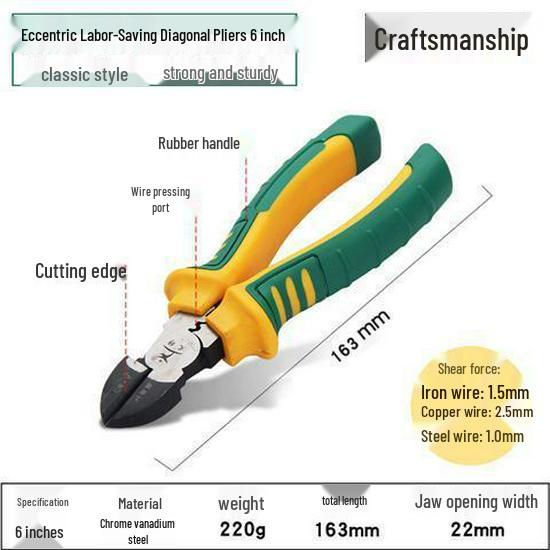 Multifunktionale Elektriker-Diagonalzange: Drahtschneider & Abisolierer mit Seitenschnecke