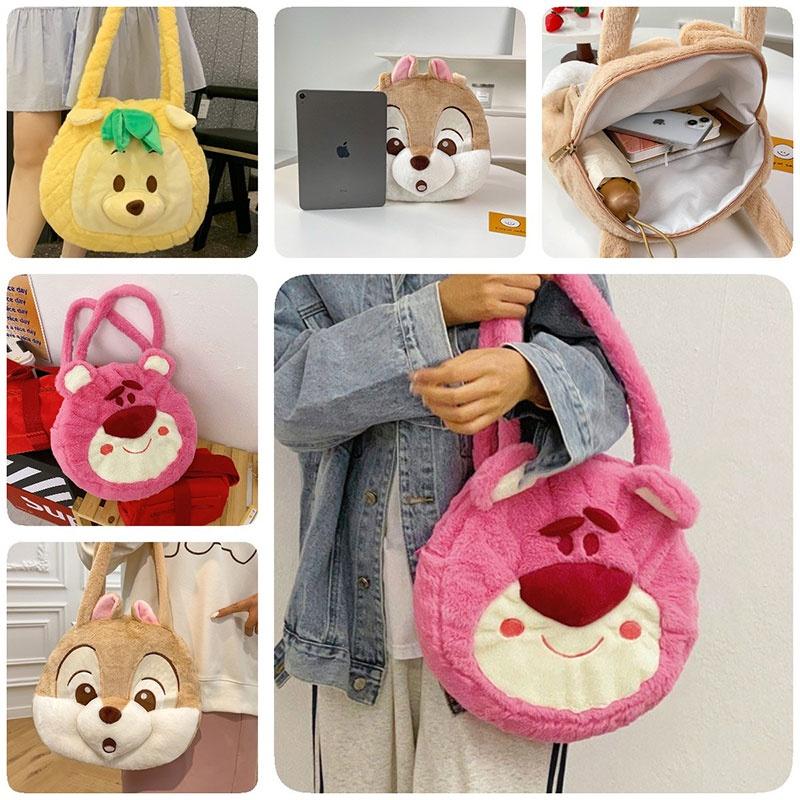 Pineapple Pup And Strawberry Bear Plush Cartoon Shoulder Bag Large Capacity Tote For Everyday Use