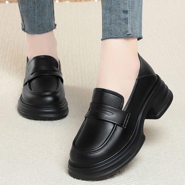 Loafers women's 2025 autumn new women's shoes platform sole one pedal jk single shoes increase the height of British style casual small leather