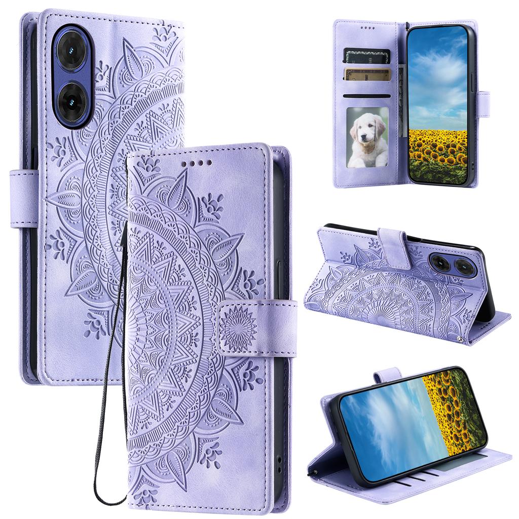 Style 018 For Motorola Moto G85 5G Case Imprinted Totem Skin Feel Wallet Leather Phone Cover