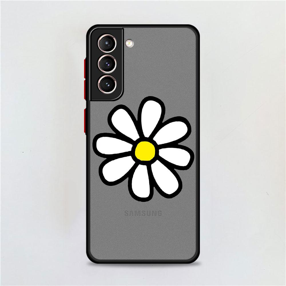 Flowers Heart Matte Case For Samsung Galaxy S22 S20 S21 FE S10 S9 Plus S8 Capa Note 20 Ultra 10 Lite Phone Fundas