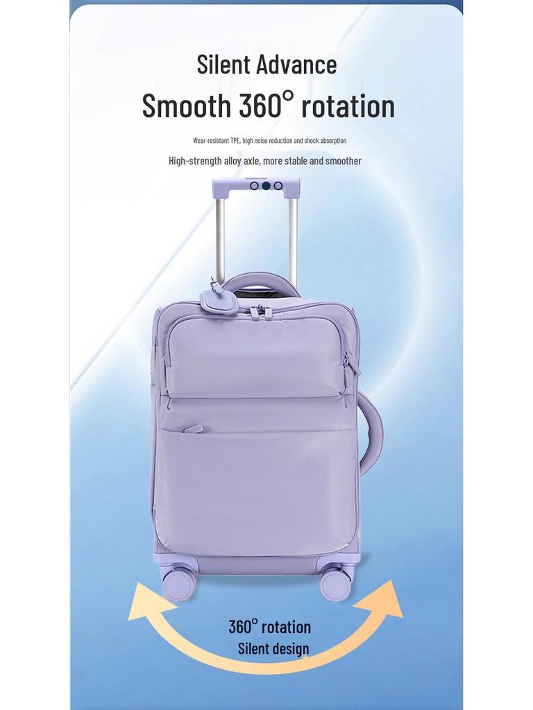 2025 Women's Ultra-Light Carry-On Luggage: 20-inch Fabric Suitcase with Lock, 24-inch Option Available.