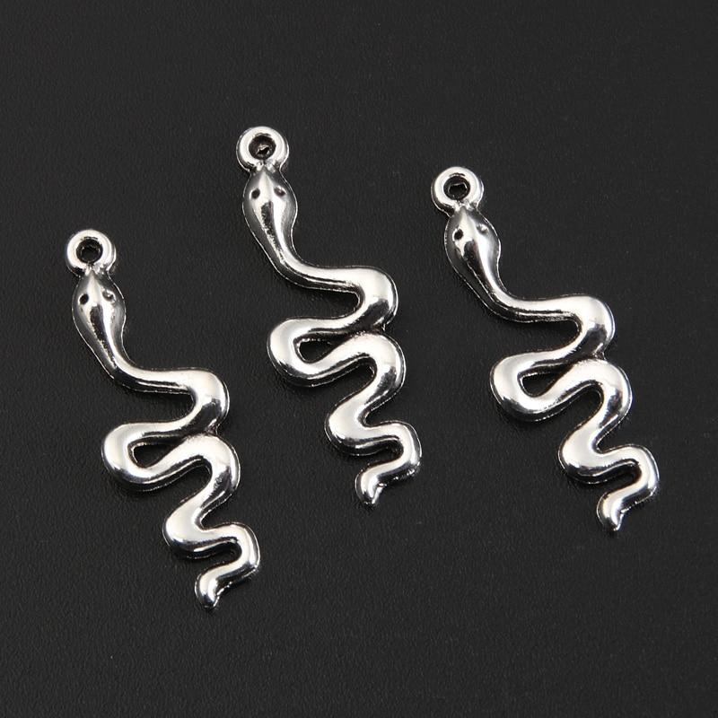 

20 шт. Серебристый цвет 28,5x9 мм Маленькие змеиные амулеты Подвеска Ophidian Animal Fit DIY Изготовление ювелирных изделий ручной работы Поиск расходных материалов
