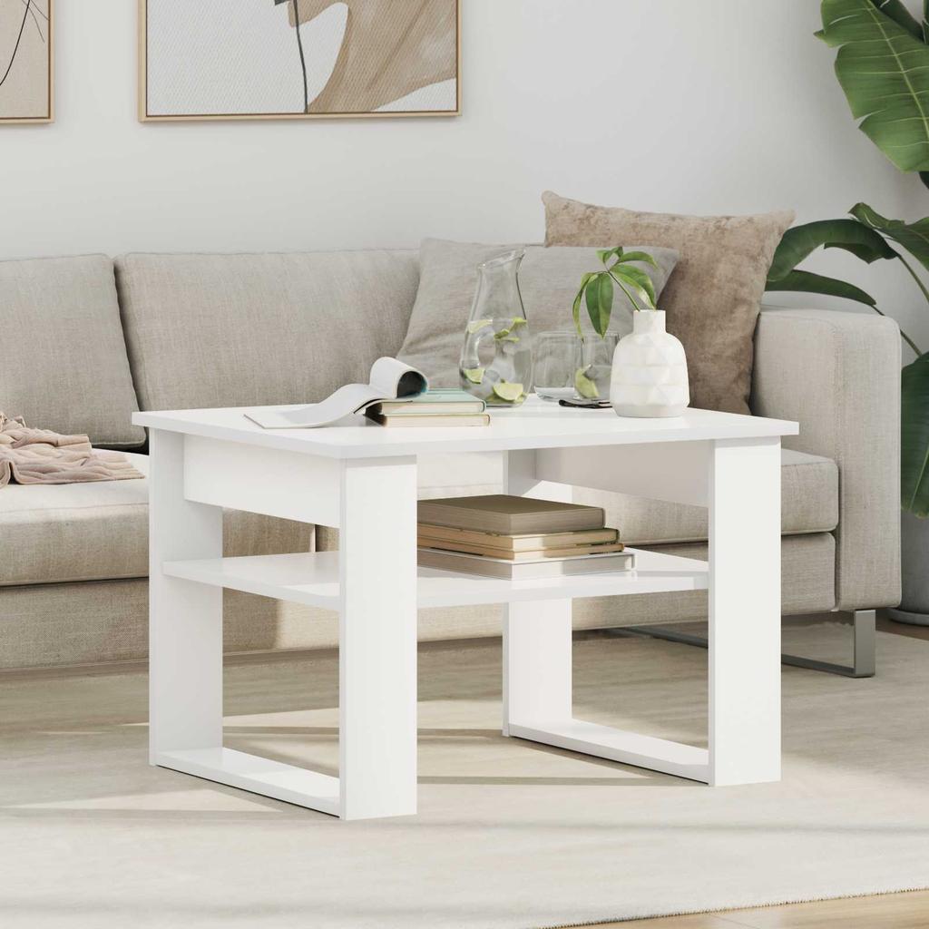 White Coffee Table with Storage 64 x 54 x 44 cm Engineered Wood