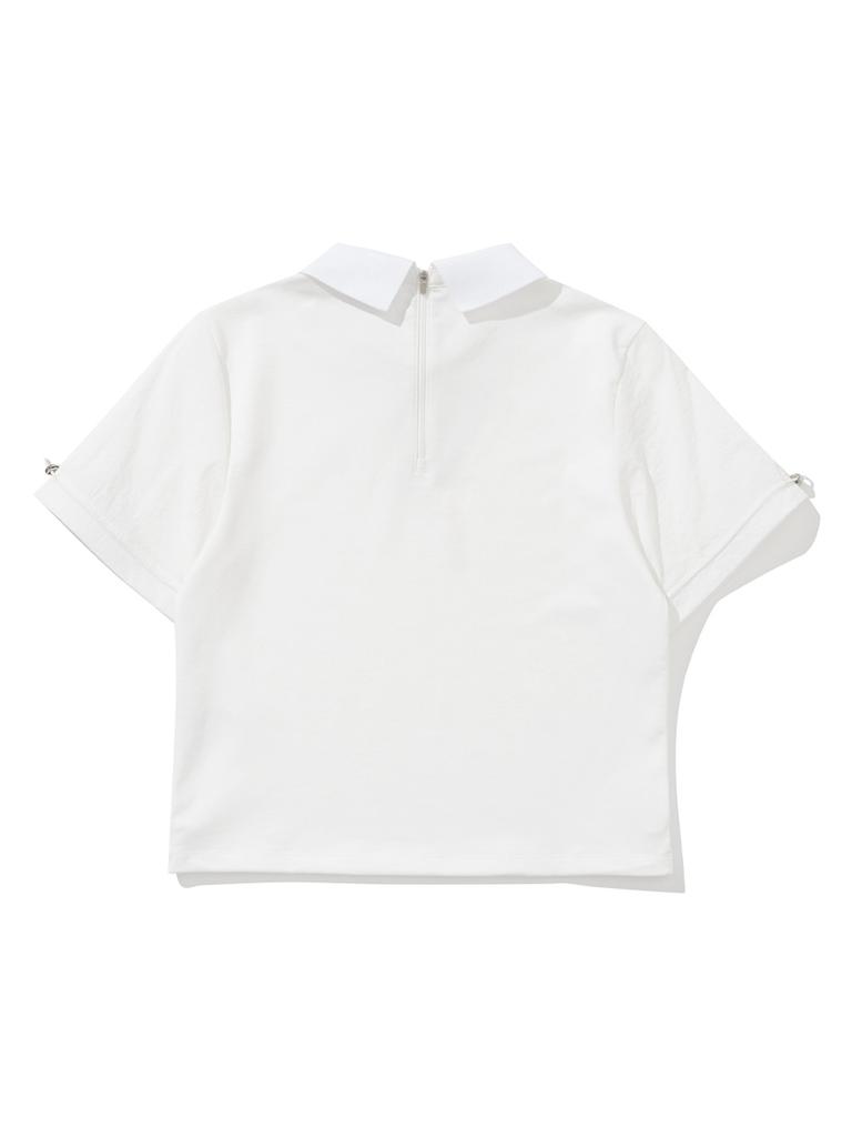 20TH HOLE Women'S Woven Contrast Short Sleeve Collared T-Shirt [White]