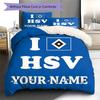 Benutzerdefinierte Bettwäsche mit HSV-Logo, Steppbett-Set, Bettbezug, Kissenbezug, Heim-Geburtstagsgeschenk(1 Bettbezug + 2 Kissenbezüge, ohne Füllung) -HE70