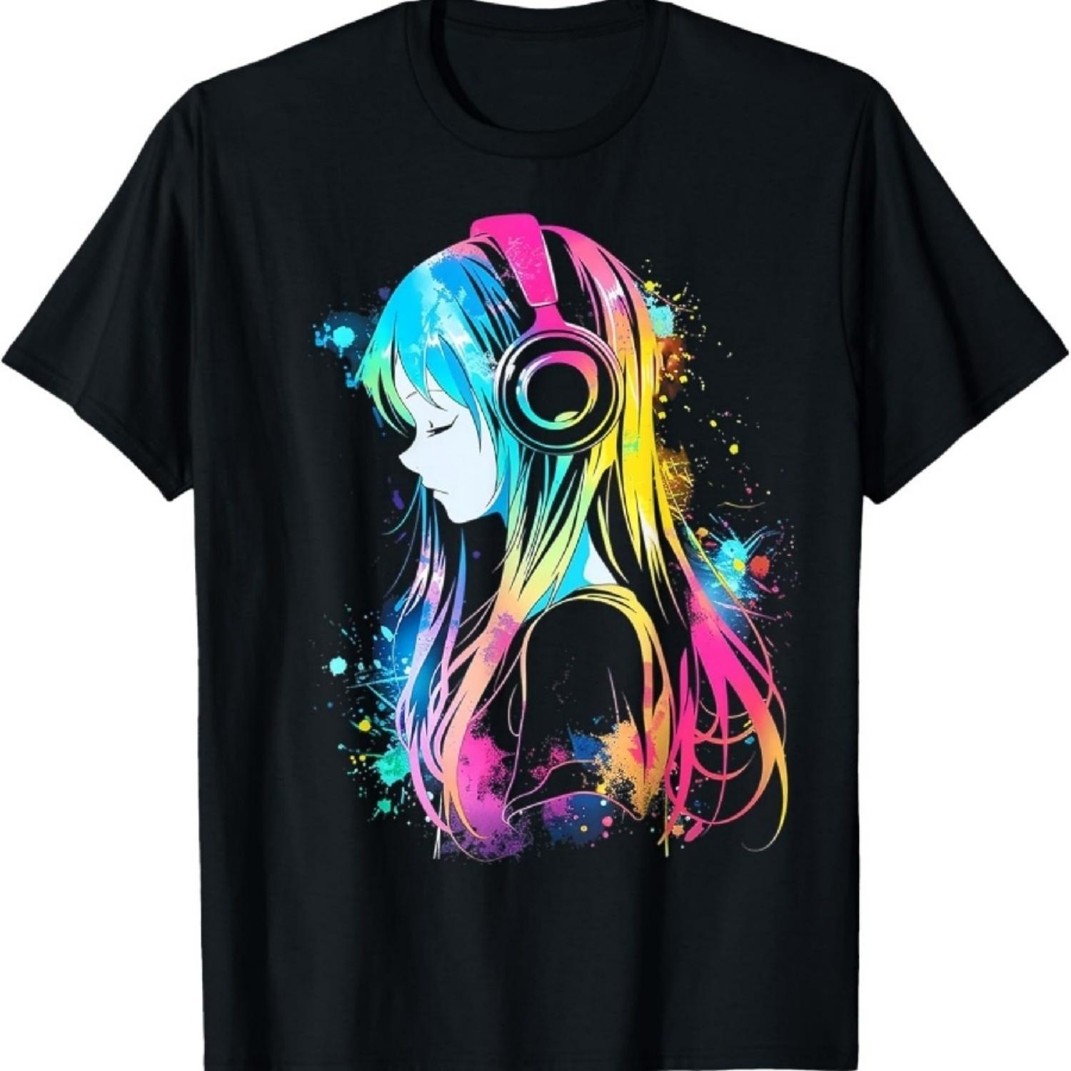 

Anime Manga Graphic Headphone Art Anime T-Shirt S