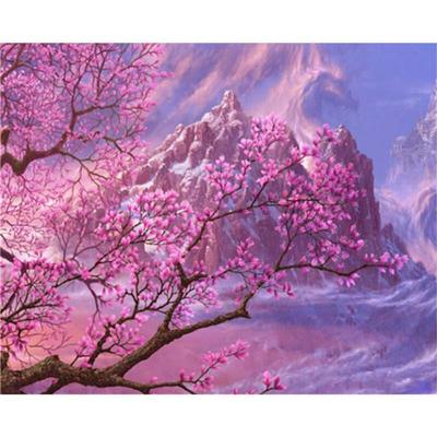 Kit di ricamo a punto croce completo rotondo/quadrato 5D fai da te con diamanti, fiori di pesco, decorazioni per la casa, regalo fatto a mano