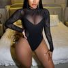 Sex underwear long-sleeved bikini sexy backless fake meat one-piece black silk hollowed-out mesh coat