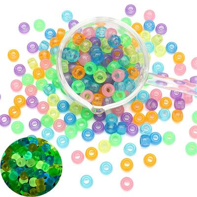 26g 9x6mm Luminous Beads  Acrylic Bucket Loose Spacer Beads Charm Big Hole for DIY Jewellery Making