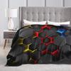 Glowing Geometric Shapes On Dark Warm Blanket  Child Plush Throw Blanket Aesthetic Couch Bed Flannel Bedspread Sofa Bed Cover