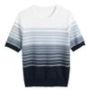 Women's Plus Size Striped Short Sleeved Knitted T-shirt Middle-aged Women's Clothing Ice Silk Knitted T-shirt
