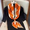 Korean New Imitation Silk Printed Silk Scarf for Women Fashion Double-sided Warm Scarf for Winter Scarf Hairband