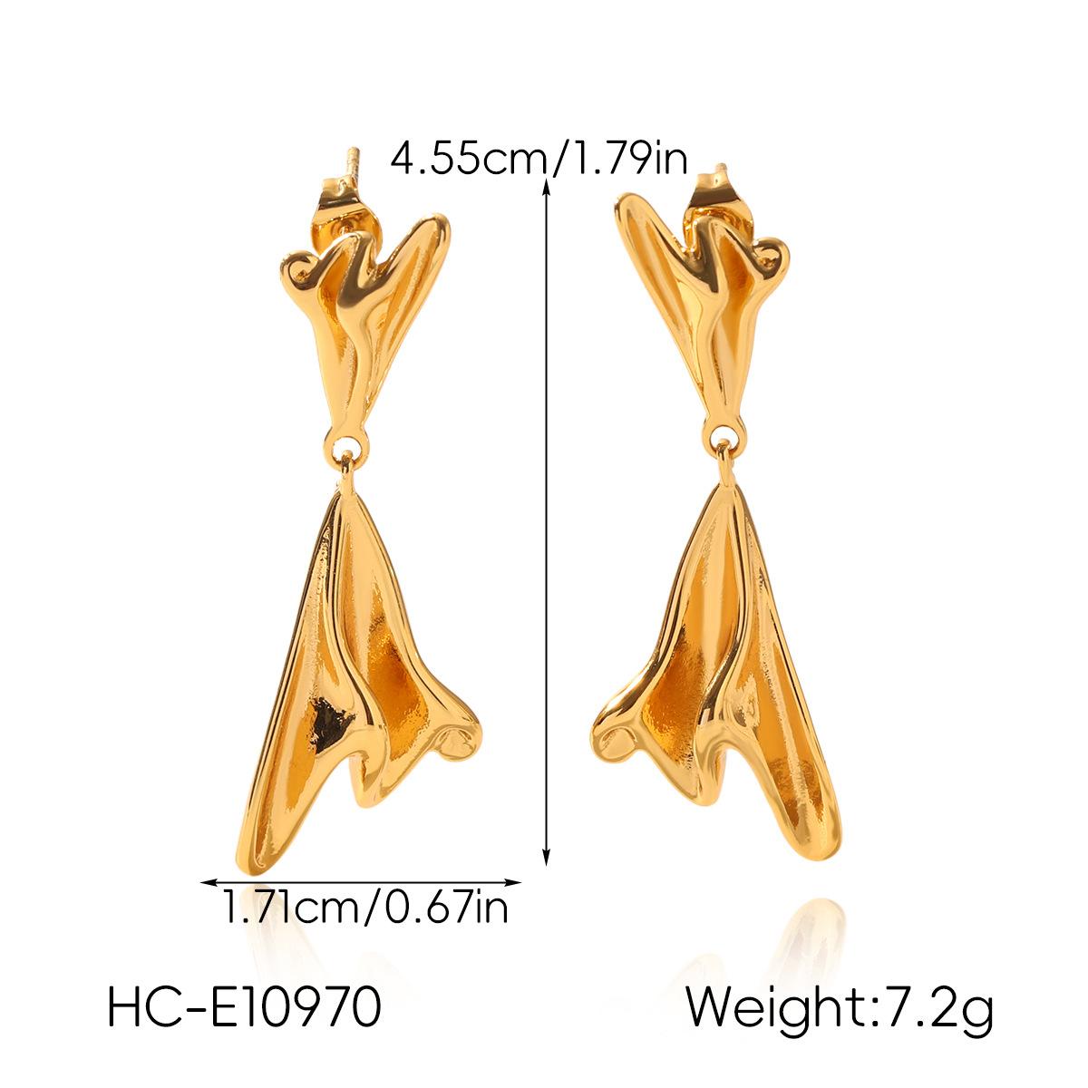 

Stainless steel drop earrings, light luxury high-end irregular color-block titanium steel studs for women золотий