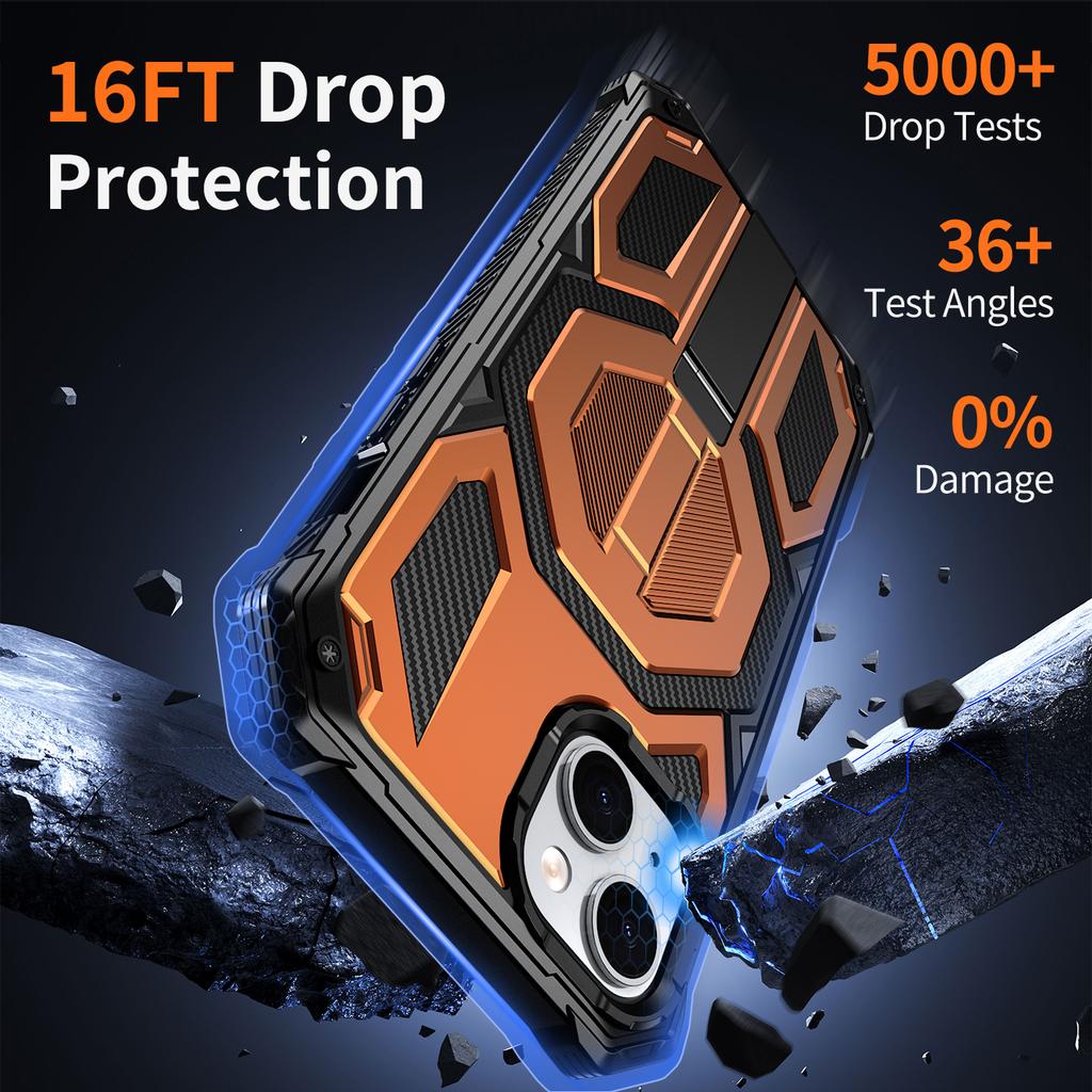 For iPhone 13 Magnetic Case Rotating Kickstand PC + TPU Shockproof Drop-proof Phone Cover