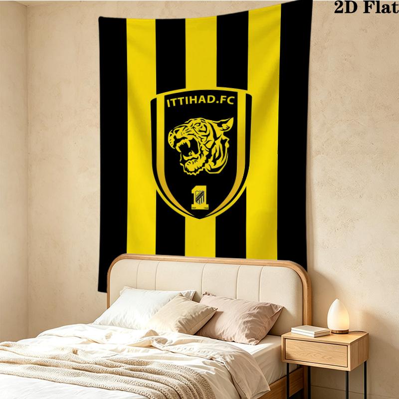 Alittihad Club Wall Tapestry Aesthetic Wall Hanging Printed Fabric Blanket Decorative Tapestries For Bedroom Living Room Home Decor
