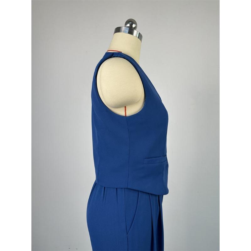 Women's V-Neck Sleeveless Vest Vest Draped Wide Leg Western Pants Casual Suit