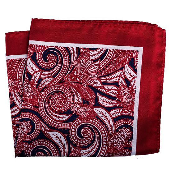 Cashew Flower & Polka Dot Men's Pocket Square Handkerchief