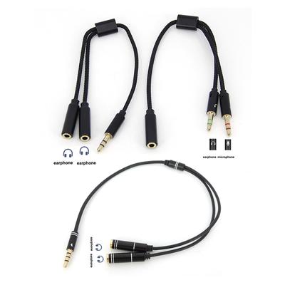 Audio Headphone Splitter Cable for Computer 3.5mm Male Female To 2 Way Dual Male Female Mic Microphone AUX Y Splitter Headset
