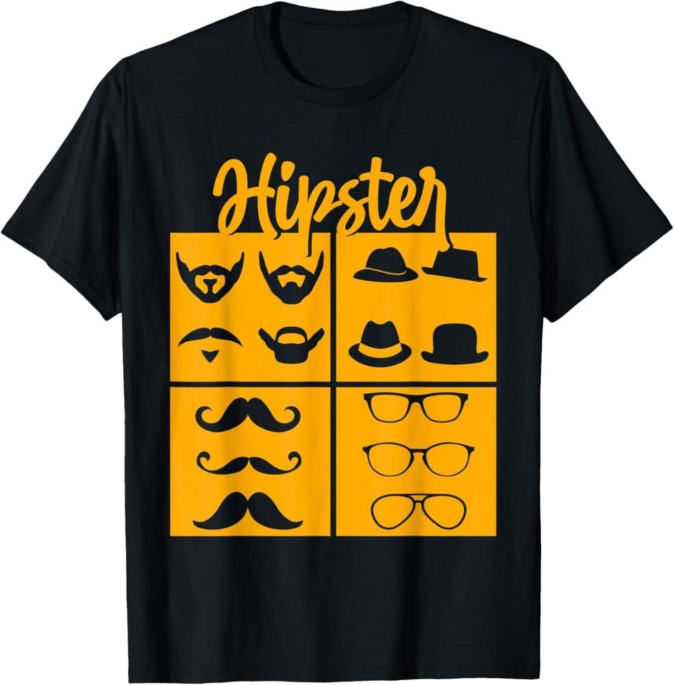 

Hipster Symbols Pipe Smoker Mustache Glasses Bow Tie Bearded Gift Unisex T-Shirt 2XL