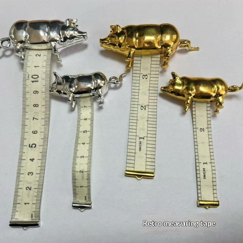 Antique Pig Mini Tape Measure Vintage Metal Soft Sewing Ruler For Crafts Diy Apparel Measuring Tool Cute Portable Tailor Supply