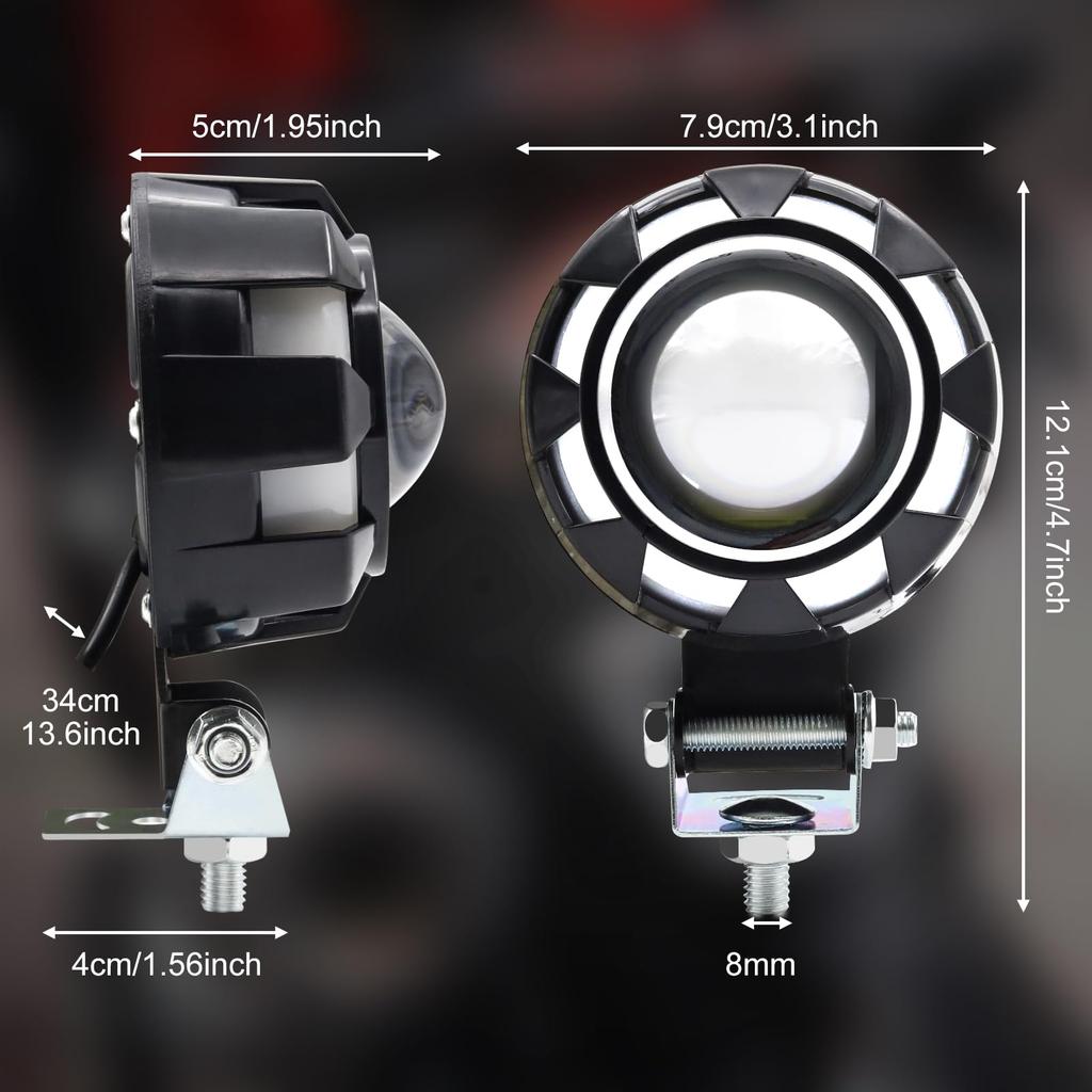 Ygmylandbb Lampe antibrouillard pour moto 10W Anneau de calmar Phare LED Auxiliaire